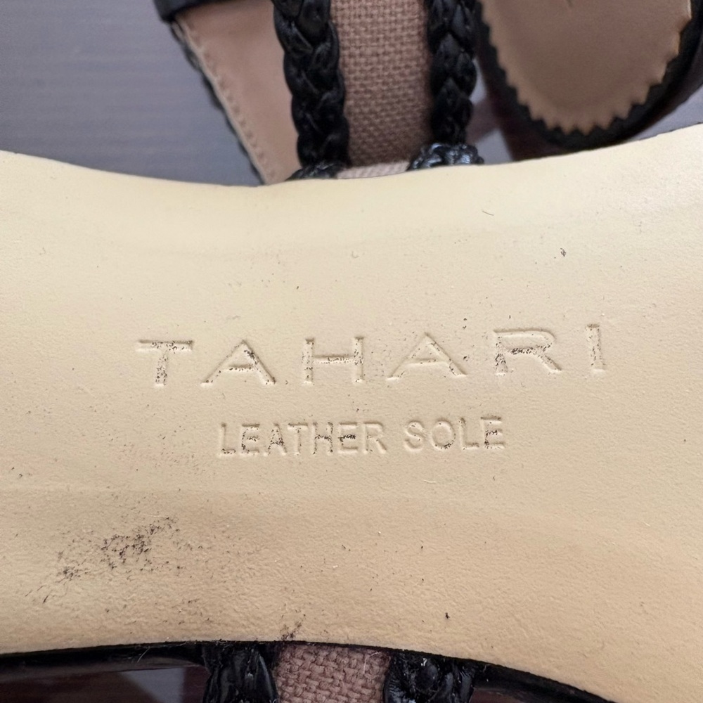 Tahari Black and tan sandals with 3 inch Heels - Picture 5 of 5